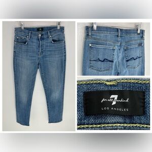 Seven 7 For All Mankind Straight Leg‎ Jeans Size 28 Button Fly Light Wash 30x27